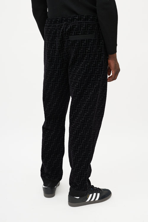 Fendi Black Velour Zucca Monogram Co-Ord Set