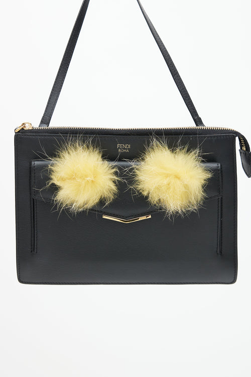 Fendi Black 
Yellow Monster Feather Bag