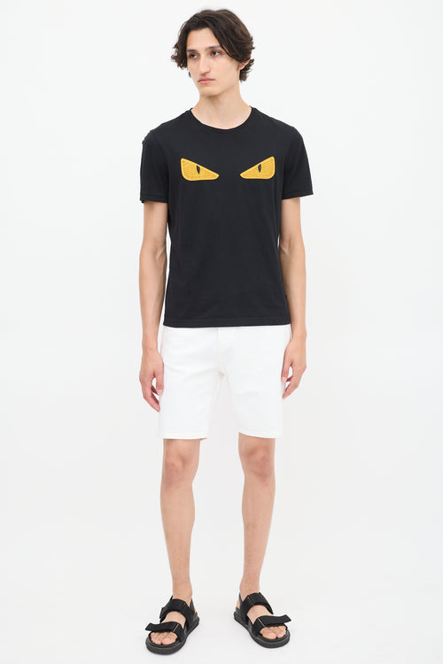 Fendi Black 
Yellow Rubber Spike Monster T-Shirt