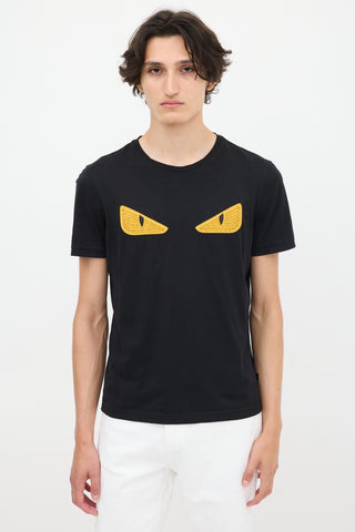 Fendi Black 
Yellow Rubber Spike Monster T-Shirt