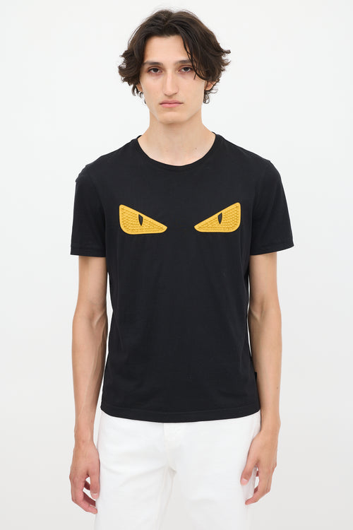 Fendi Black 
Yellow Rubber Spike Monster T-Shirt