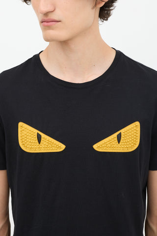 Fendi Black 
Yellow Rubber Spike Monster T-Shirt