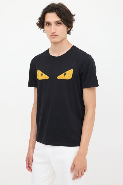 Fendi Black 
Yellow Rubber Spike Monster T-Shirt