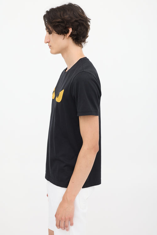 Fendi Black 
Yellow Rubber Spike Monster T-Shirt