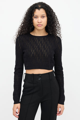 Fendi Black Jacquard Zucca Top