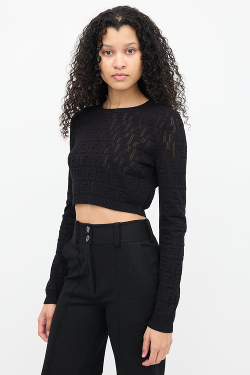 Fendi Black Jacquard Zucca Top