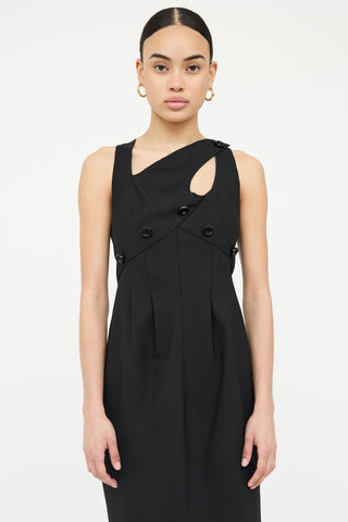 Fendi Asymmetrical Buttoned Midi Dress