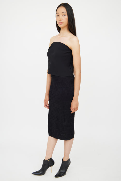 Fendi Black Knit Monogram Midi Skirt