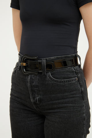 Fendi Black Patent Buckle Belt