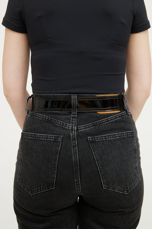 Fendi Black Patent Buckle Belt