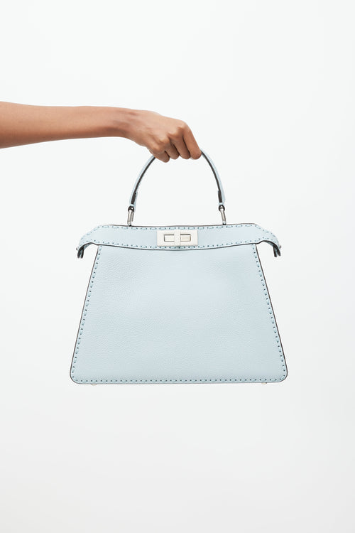 Fendi Blue Leather Medium Peekaboo ISeeU Bag