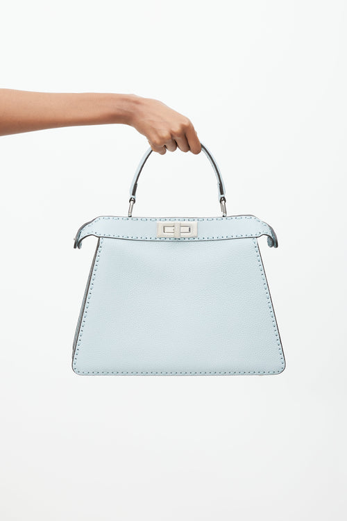 Fendi Blue Leather Medium Peekaboo ISeeU Bag