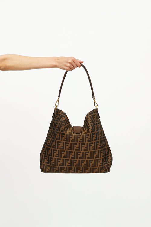 Fendi Zucca Print Canvas Turnlock Bag