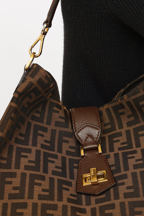 Fendi Zucca Print Canvas Turnlock Bag