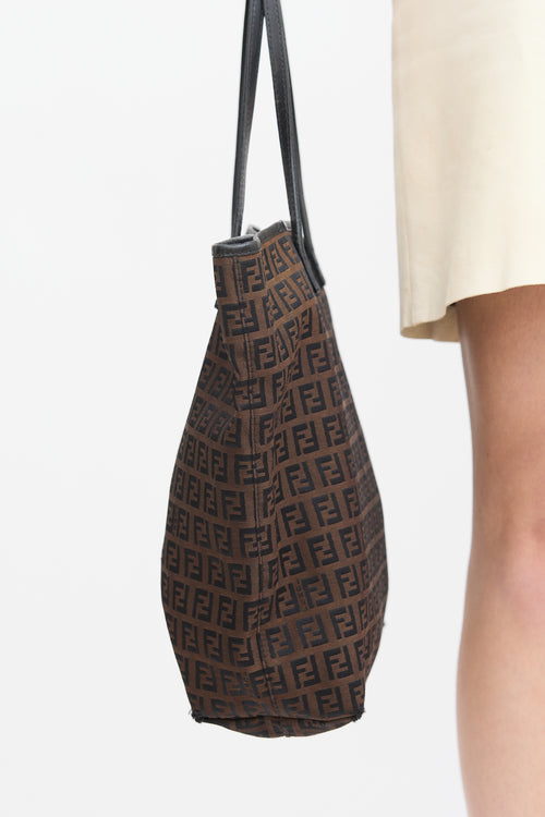 Fendi Brown 
Black FF Zucca Monogram Tote Bag