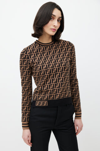 Fendi Brown 
Black Monogram Zucca Knit Sweater