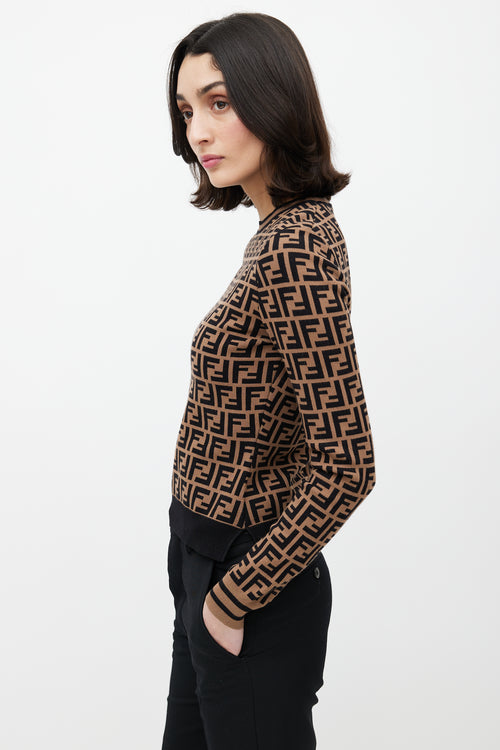 Fendi Brown 
Black Monogram Zucca Knit Sweater