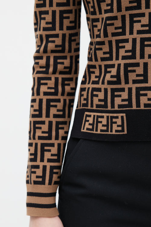 Fendi Brown 
Black Monogram Zucca Knit Sweater