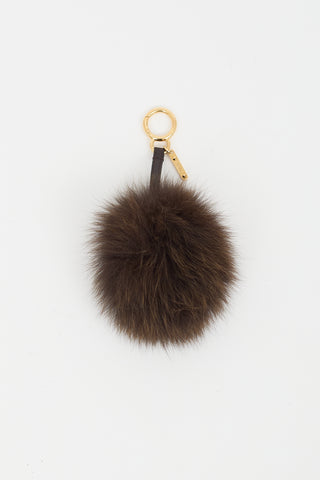 Fendi Brown 
Gold Fur Pom Pom Keychain