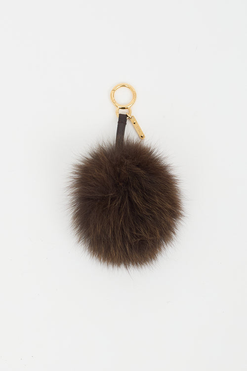 Fendi Brown 
Gold Fur Pom Pom Keychain