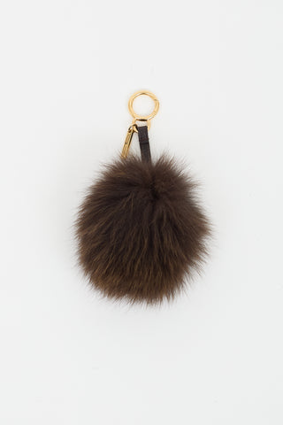 Fendi Brown 
Gold Fur Pom Pom Keychain