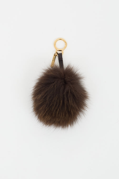 Fendi Brown 
Gold Fur Pom Pom Keychain