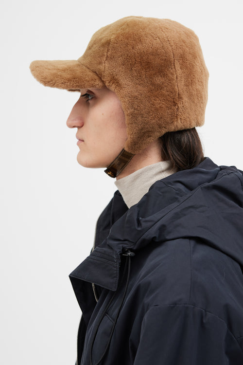 Fendi Brown Shearling Zucca Hat