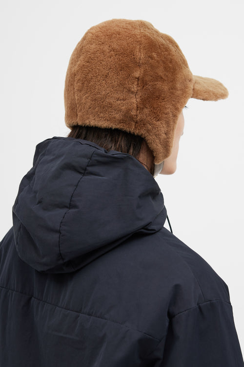 Fendi Brown Shearling Zucca Hat