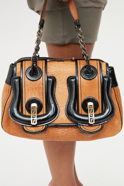 Fendi Brown 
Black Leather Buckle Shoulder Bag