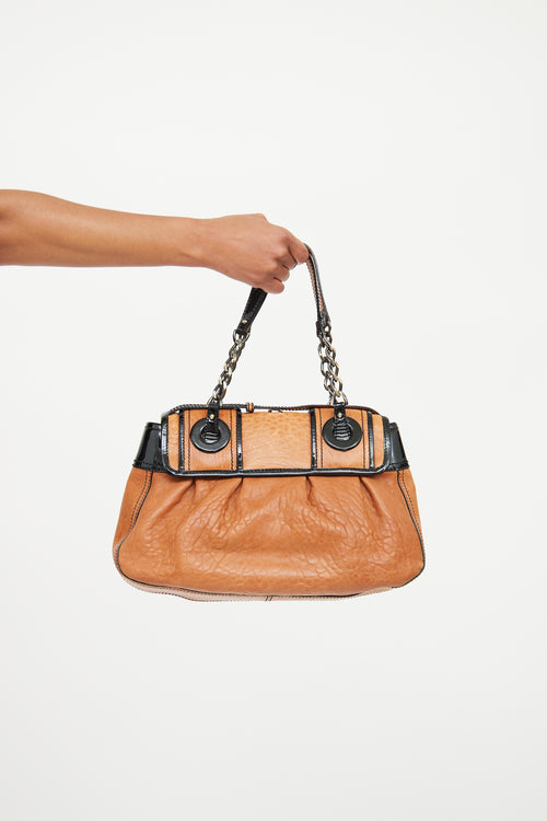 Fendi Brown 
Black Leather Buckle Shoulder Bag