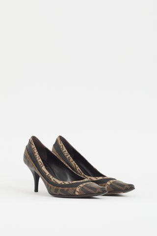 Fendi Brown Leather FF Monogram Pump