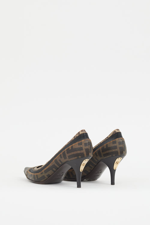 Fendi Brown Leather FF Monogram Pump