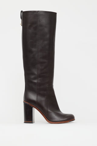 Fendi Brown Leather Knee High Boot