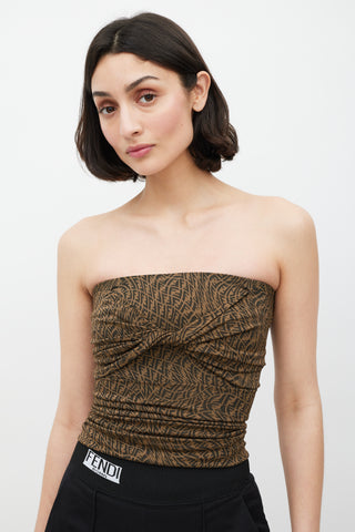 Fendi Brown Monogram Twisted Tube Top