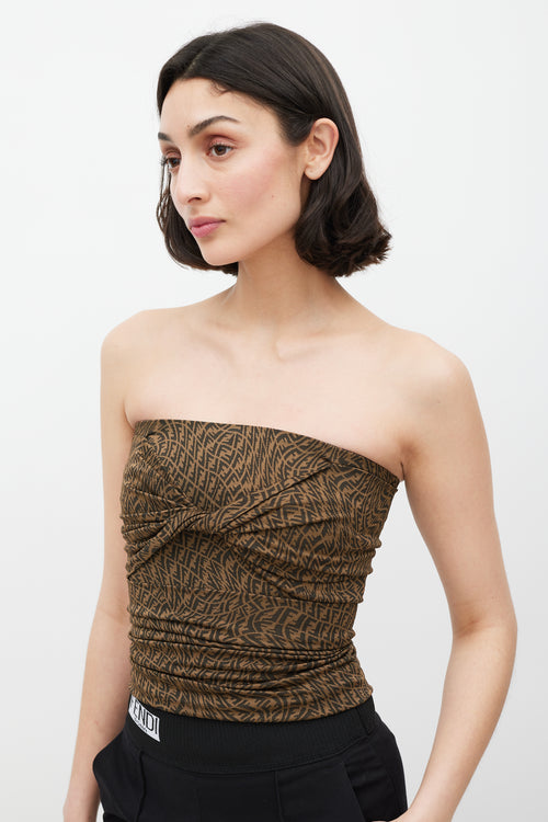 Fendi Brown Monogram Twisted Tube Top