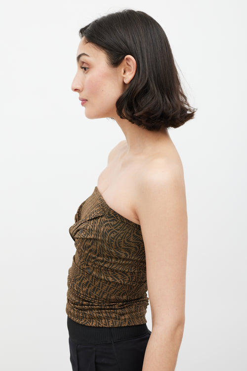 Fendi Brown Monogram Twisted Tube Top