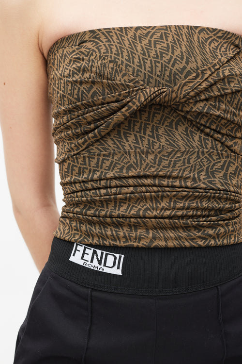 Fendi Brown Monogram Twisted Tube Top