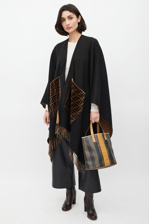 Fendi Brown Pequin Striped Tote