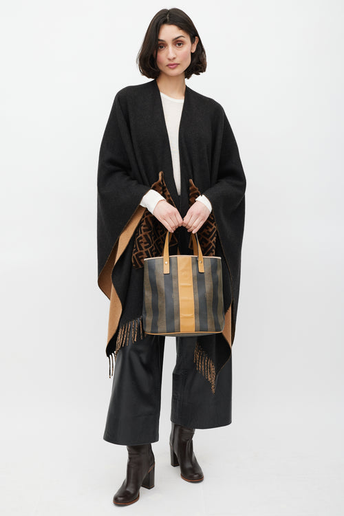 Fendi Brown Pequin Striped Tote