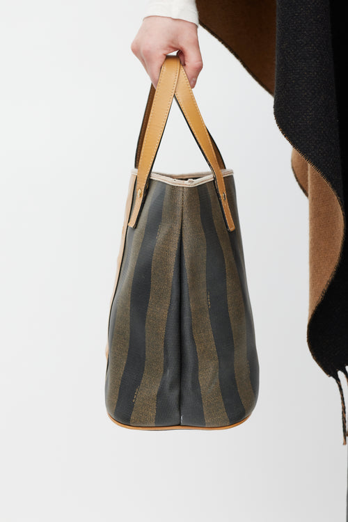 Fendi Brown Pequin Striped Tote