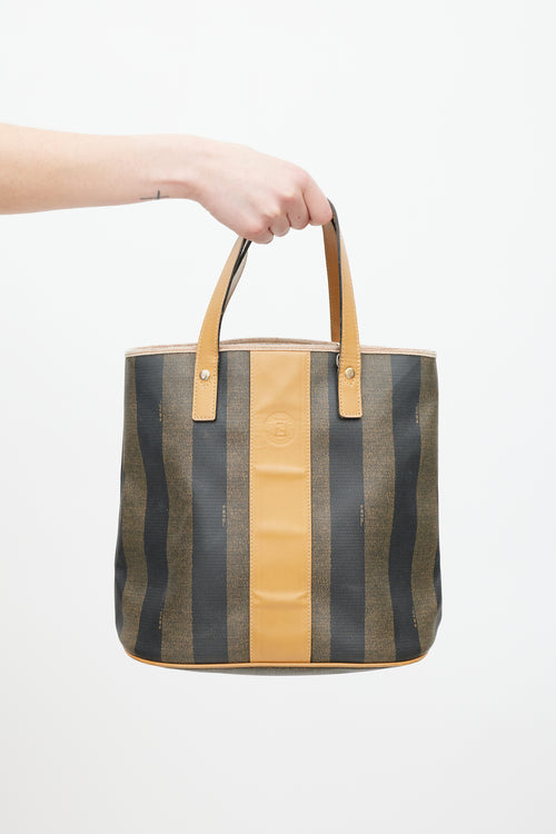 Fendi Brown Pequin Striped Tote