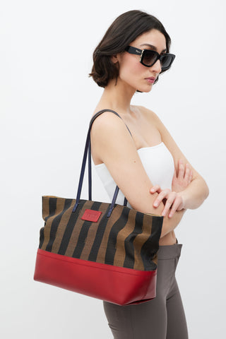 Fendi Brown 
Red Pequin Striped Tote