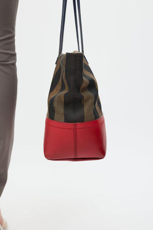 Fendi Brown 
Red Pequin Striped Tote