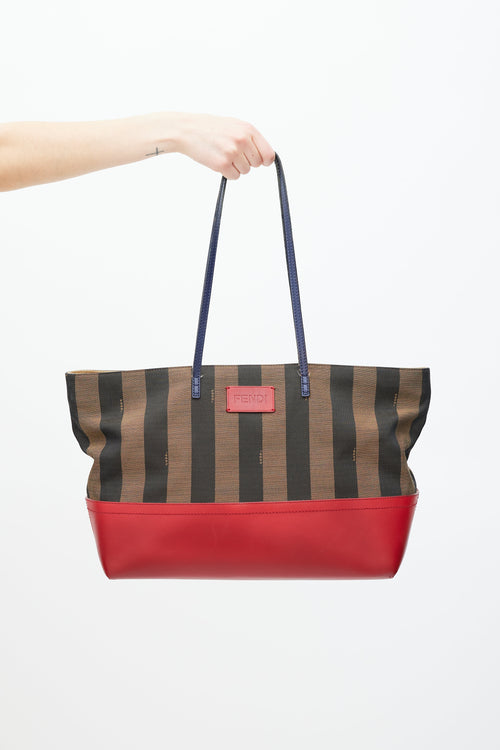 Fendi Brown 
Red Pequin Striped Tote