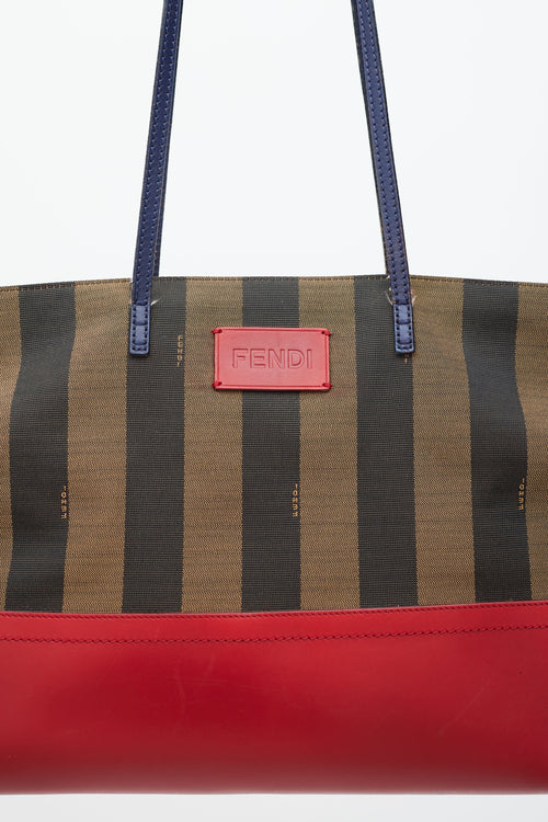 Fendi Brown 
Red Pequin Striped Tote