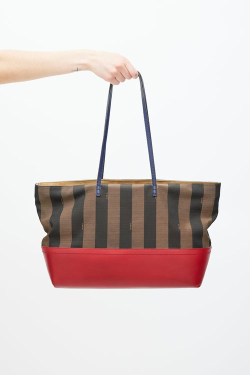 Fendi Brown 
Red Pequin Striped Tote