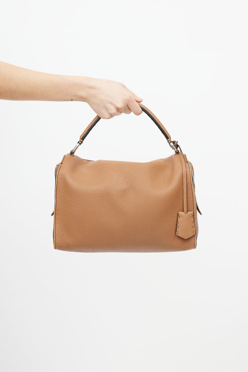 Fendi Brown Selleria Lei Boston Leather Bag