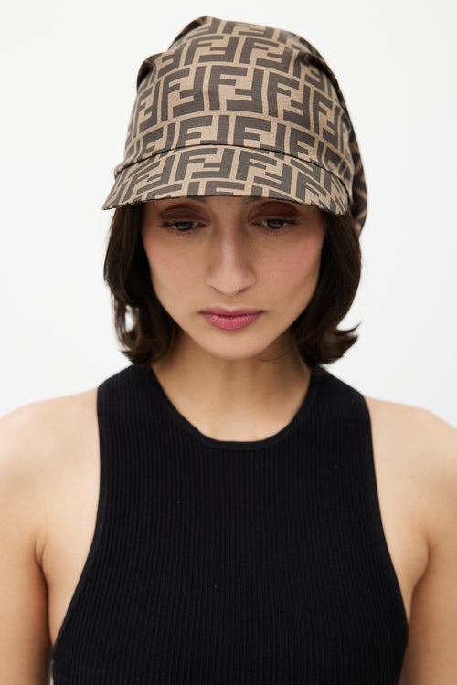 Fendi Brown Zucca Monogram Scarf Hat