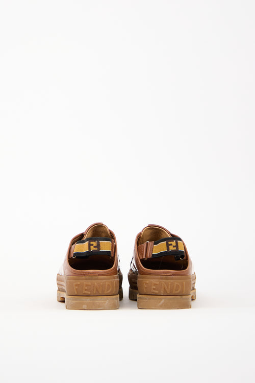 Fendi Brown Leather Forever Slingback Sneaker