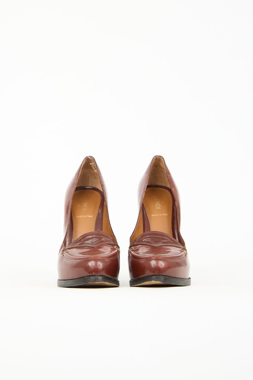  Brown Leather Loafer Pump